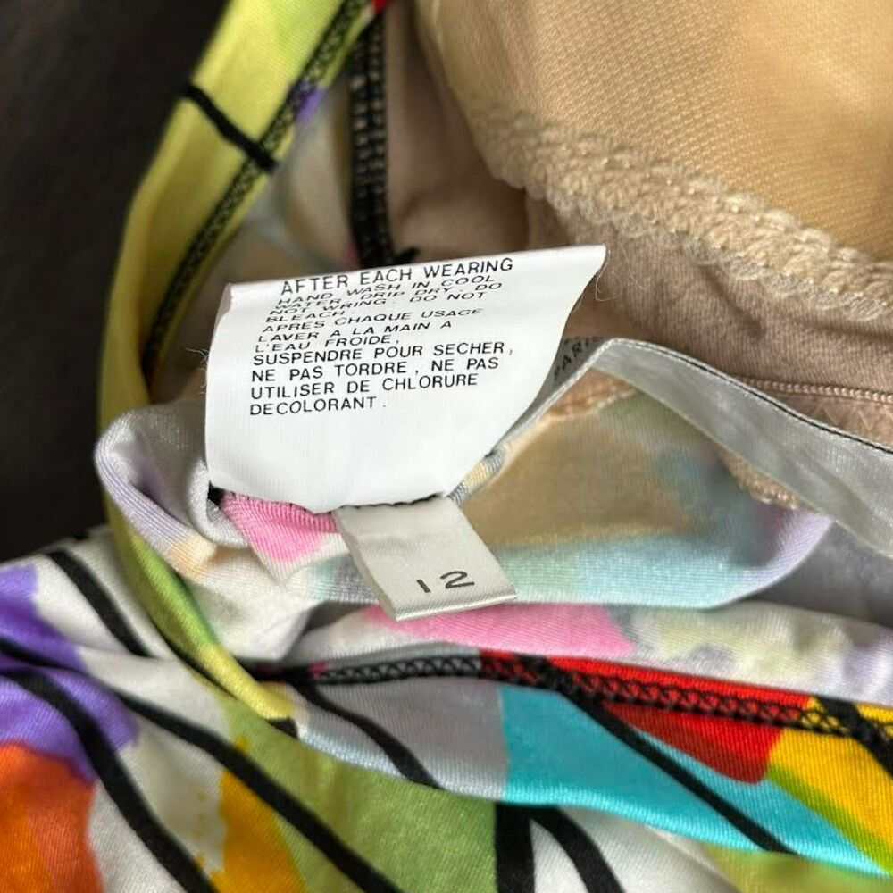 Vintage Christian Dior One-Piece Swimsuit Halter Bright Colorful Abstract Print - Picture 7 of 8